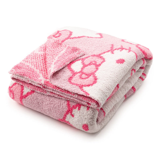 Hello Kitty Cute Faces Feather Knit Throw