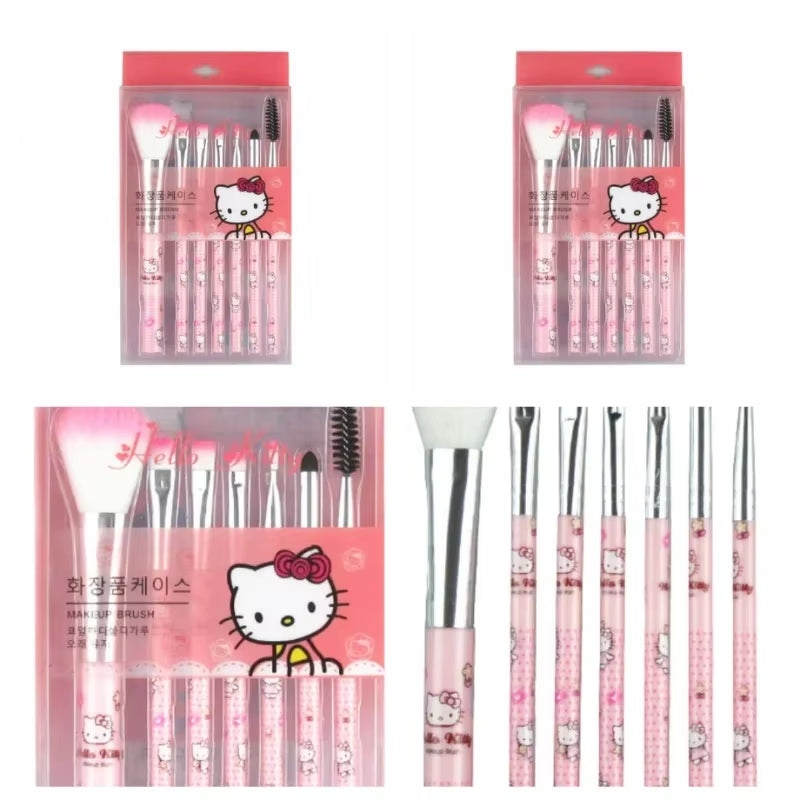 Hello Kitty Makeup Brush Set Anime Cute Fashion Jewelry Blush Eyebrow Lip Eyeshadow Brush Beauty Tools Girl Gift with Box