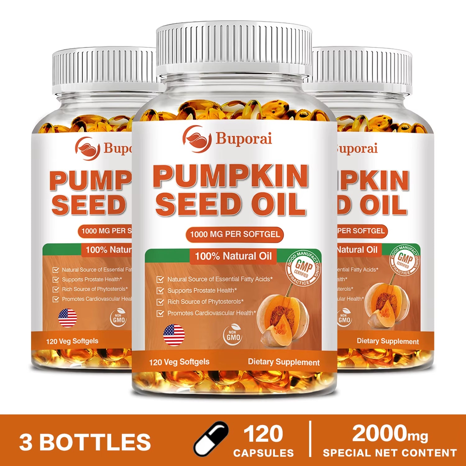 Pumpkin Seed Oil - Promotes Hair Growth, Urinary Tract and Prostate Health, Cardiovascular Support