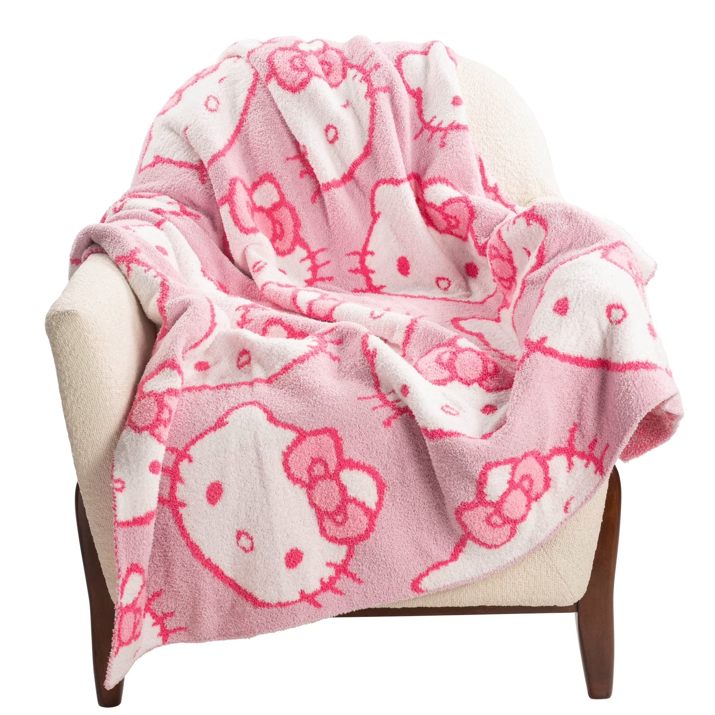 Hello Kitty Cute Faces Feather Knit Throw