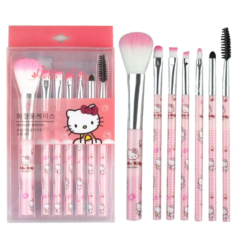 Hello Kitty Makeup Brush Set Anime Cute Fashion Jewelry Blush Eyebrow Lip Eyeshadow Brush Beauty Tools Girl Gift with Box
