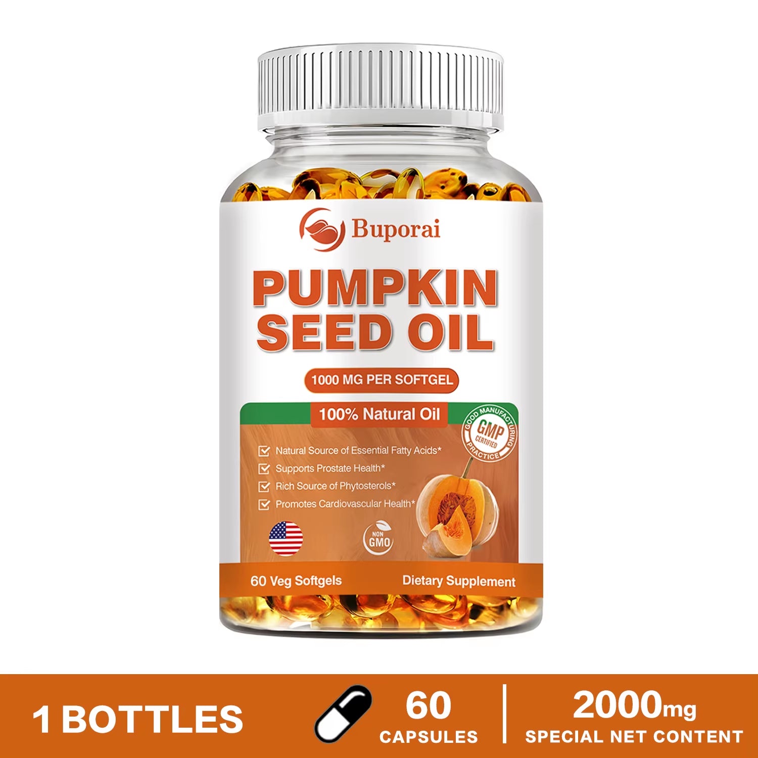 Pumpkin Seed Oil - Promotes Hair Growth, Urinary Tract and Prostate Health, Cardiovascular Support