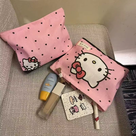 Cute Sanrio  Girl Cosmetic Bag Kawaii High-Capacity Portable Travel Zipper Storage Bag Cute Earphone Bag Coin Purse