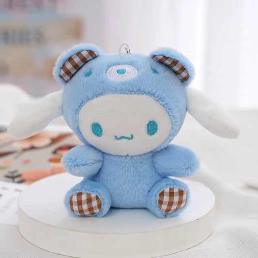 Sanrio Kawaii Plush Keychain Doll Hello Kitty My Melody Kuromi Cinnamoroll Cartoon Animal Stuffed Pendant Backpack Decoration
