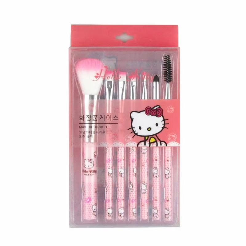 Hello Kitty Makeup Brush Set Anime Cute Fashion Jewelry Blush Eyebrow Lip Eyeshadow Brush Beauty Tools Girl Gift with Box