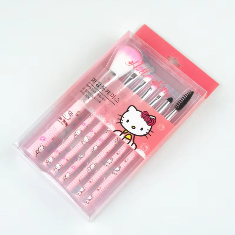 Hello Kitty Makeup Brush Set Anime Cute Fashion Jewelry Blush Eyebrow Lip Eyeshadow Brush Beauty Tools Girl Gift with Box