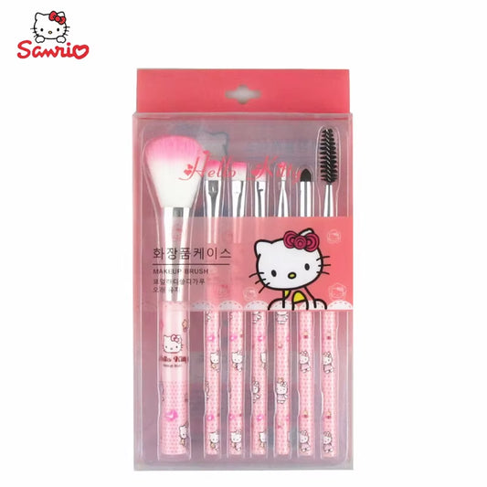 Hello Kitty Makeup Brush Set Anime Cute Fashion Jewelry Blush Eyebrow Lip Eyeshadow Brush Beauty Tools Girl Gift with Box