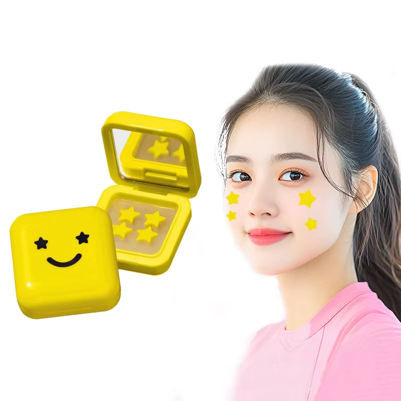 32 Stars Patches Yellow Acne Pimple Patches Invisible Concealer Fade Repair Stars Hydrocolloid Acne Patches Box Makeup Mirror