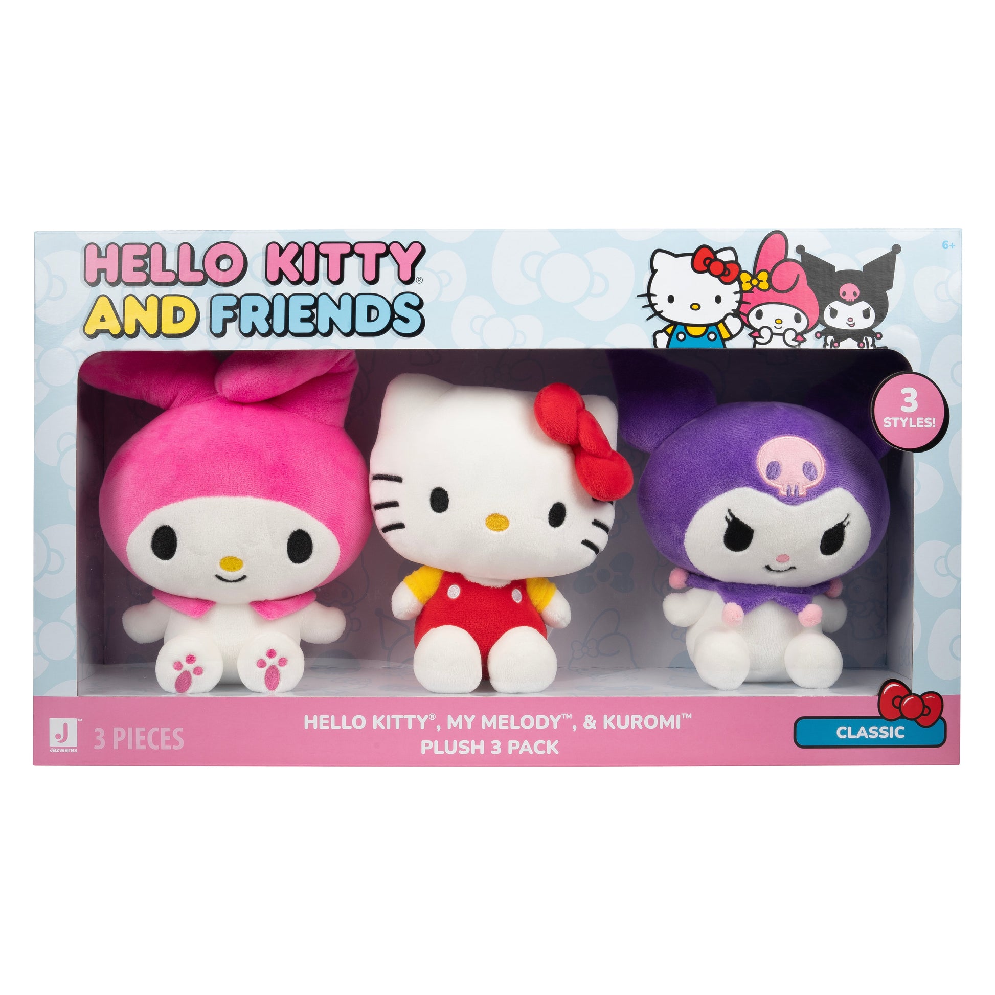 Sanrio,  & Friends Classic 8 Inch Plush 3-Pack – , My Melody & Kuromi