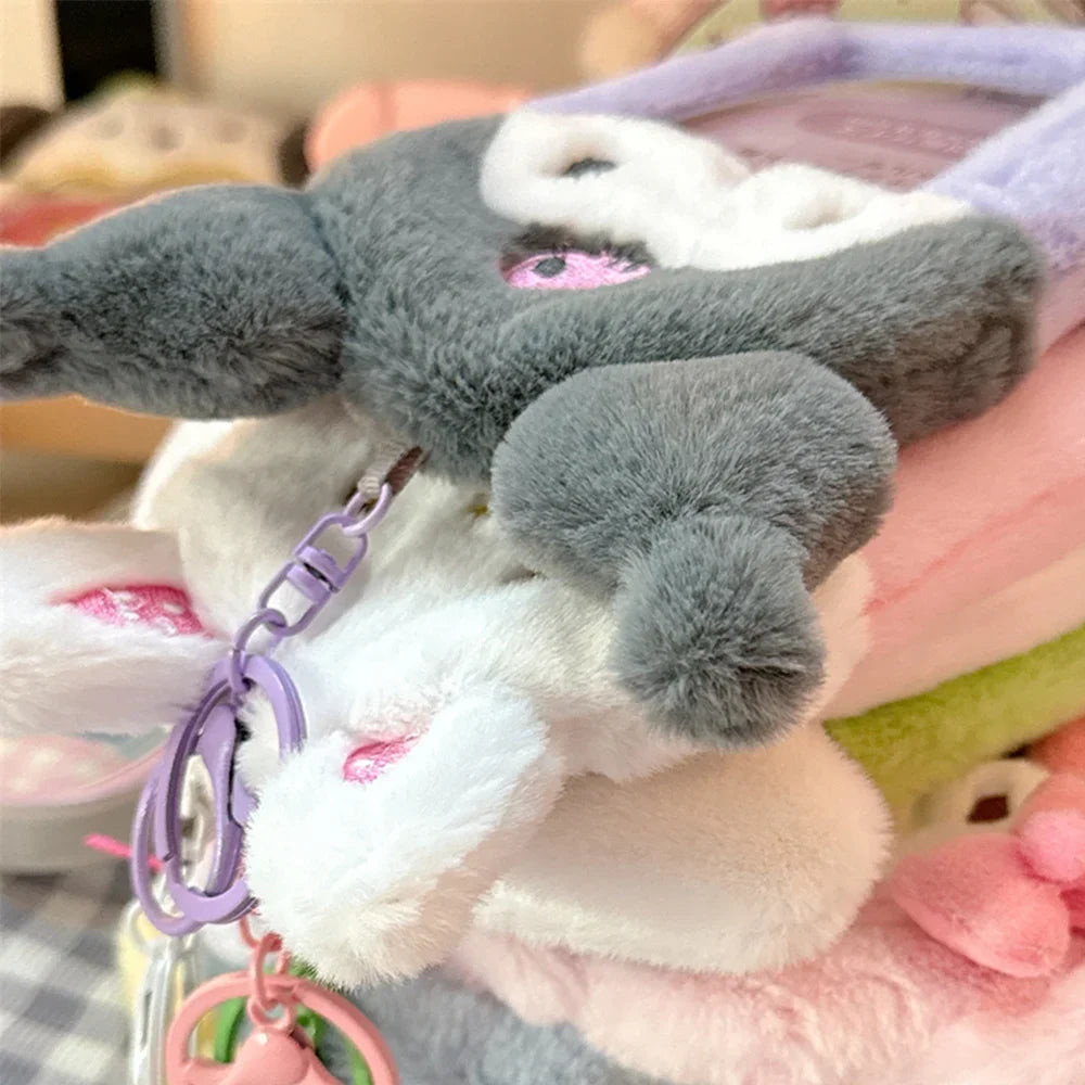 Hello Kitty Plush Card Case Keychain Kuromi Melody Card Holder Kawaii Photo Card Display Sleeves Cute Bag Gifts