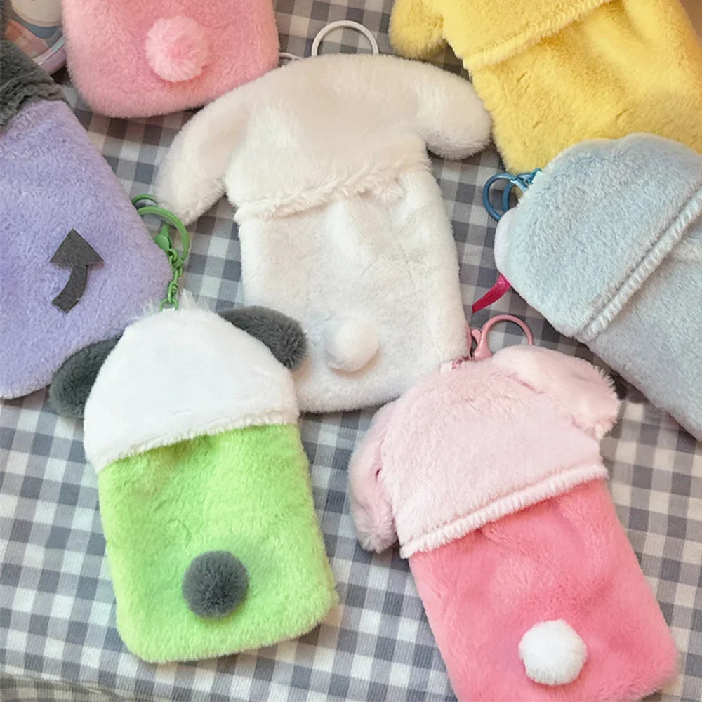 Hello Kitty Plush Card Case Keychain Kuromi Melody Card Holder Kawaii Photo Card Display Sleeves Cute Bag Gifts