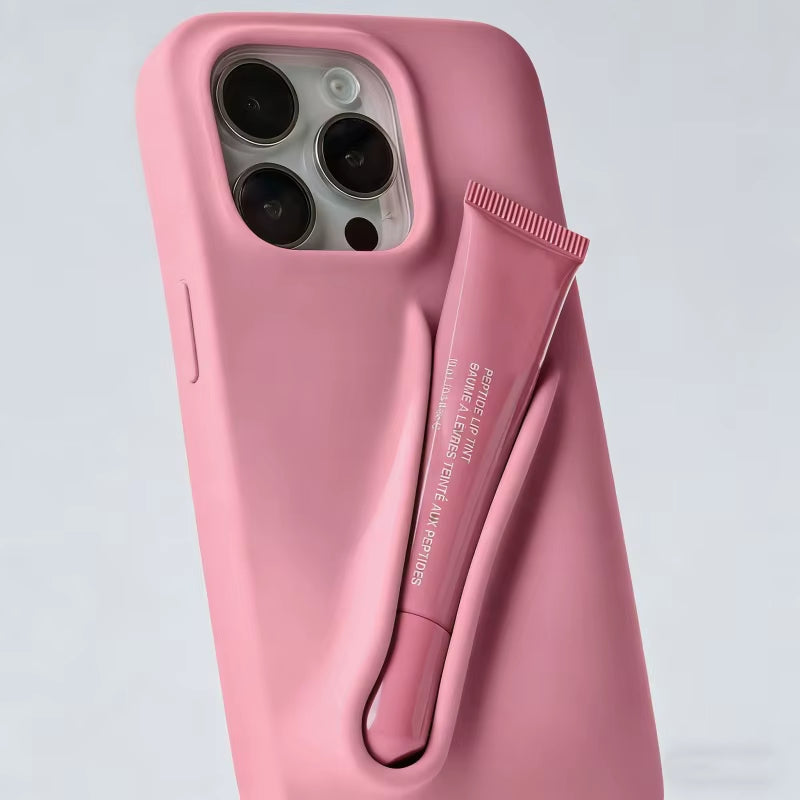 INS Lipstick Lip Holder Soft Silicone Phone Case for Iphone 16 14 Pro 13 Promax 12 11 16 Pro Max plus Portable Lip Gloss Cover