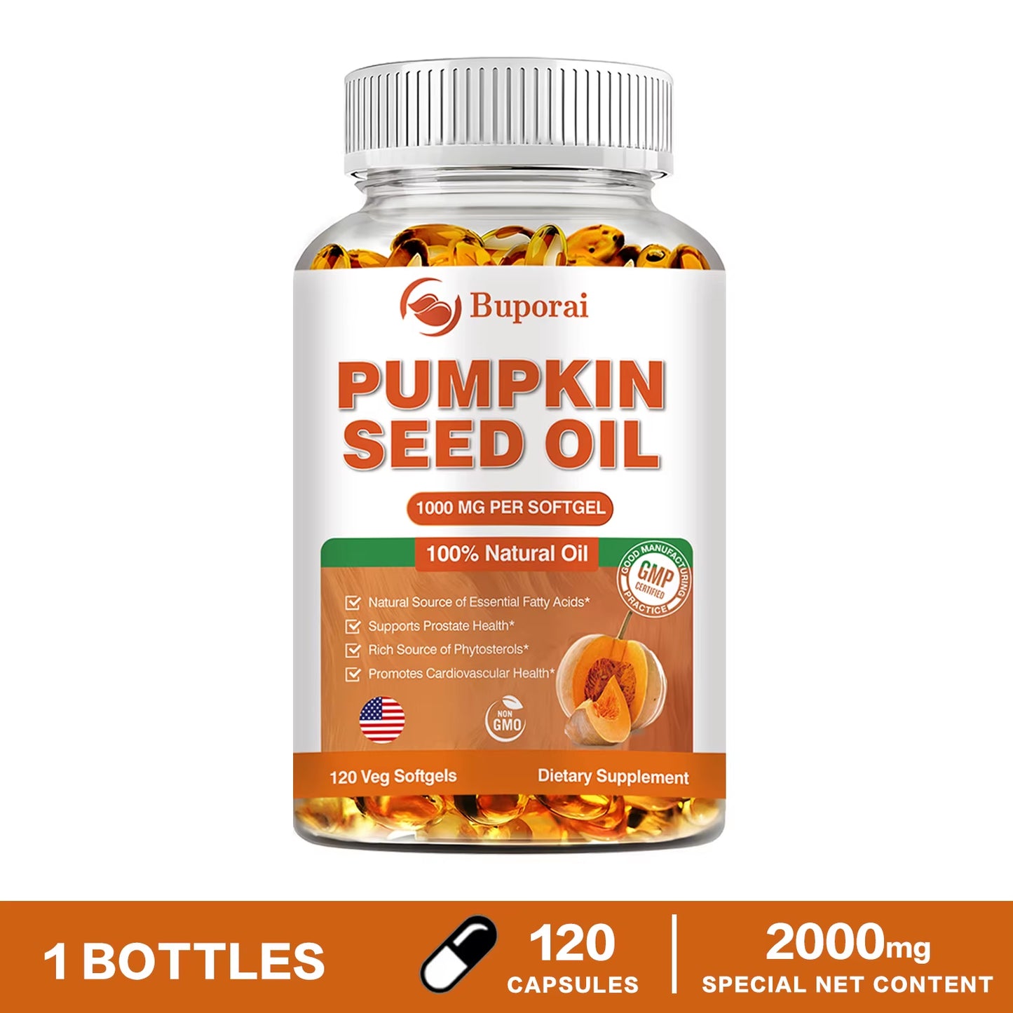 Pumpkin Seed Oil - Promotes Hair Growth, Urinary Tract and Prostate Health, Cardiovascular Support