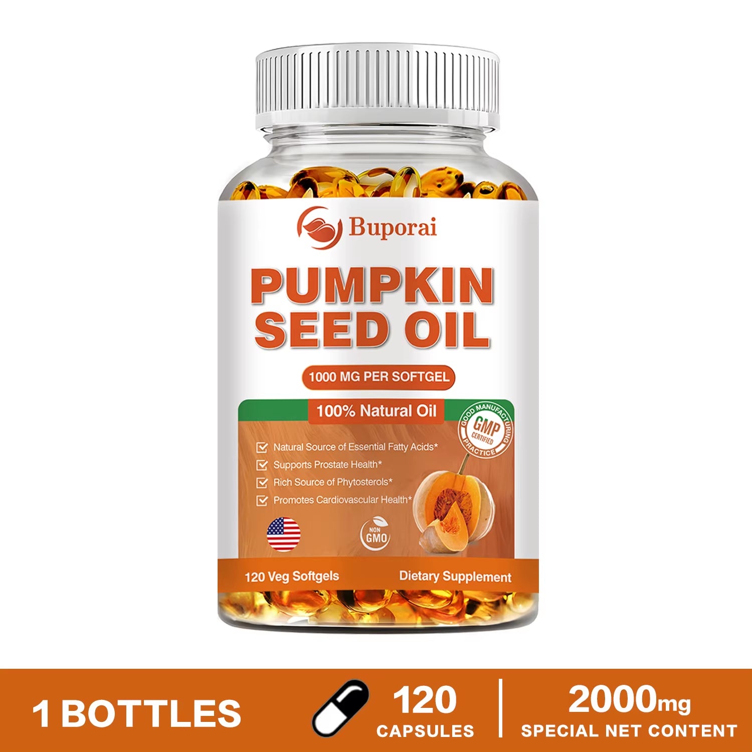 Pumpkin Seed Oil - Promotes Hair Growth, Urinary Tract and Prostate Health, Cardiovascular Support