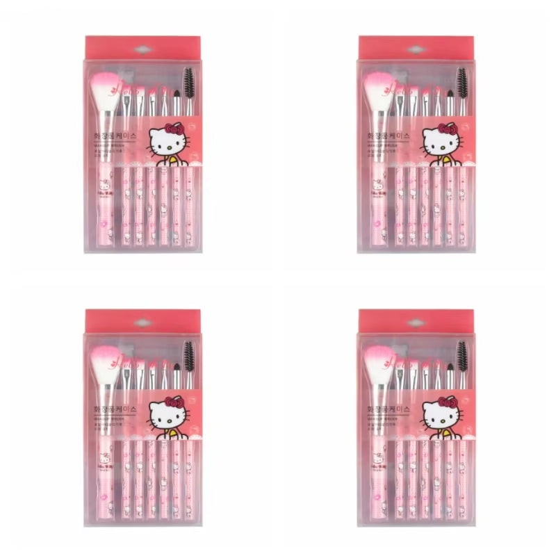 Hello Kitty Makeup Brush Set Anime Cute Fashion Jewelry Blush Eyebrow Lip Eyeshadow Brush Beauty Tools Girl Gift with Box