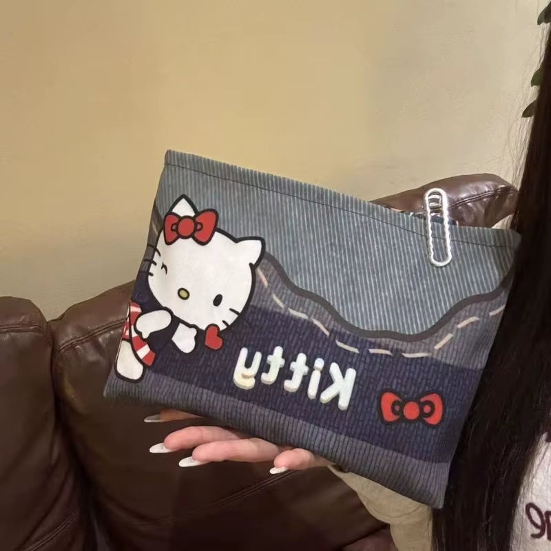 Cute Sanrio  Girl Cosmetic Bag Kawaii High-Capacity Portable Travel Zipper Storage Bag Cute Earphone Bag Coin Purse