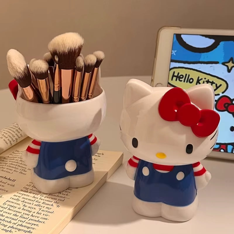Hello Kitty My Melody Anime Cartoon Pen Holder Makeup Brush Organizer Desktop Storage Decor Cute Girl Kid Kawaii Collection Gift