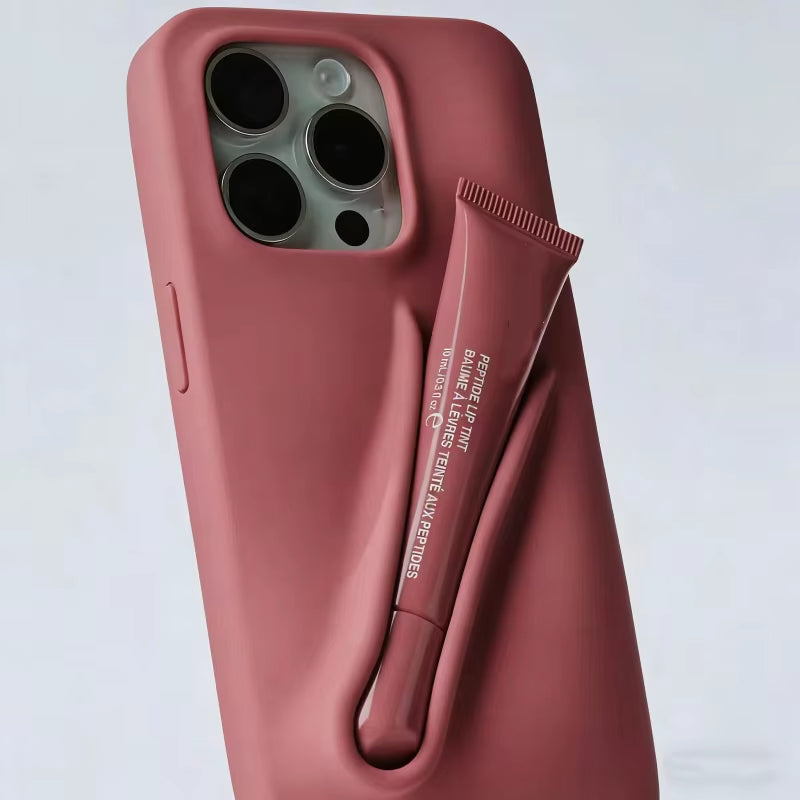 INS Lipstick Lip Holder Soft Silicone Phone Case for Iphone 16 14 Pro 13 Promax 12 11 16 Pro Max plus Portable Lip Gloss Cover